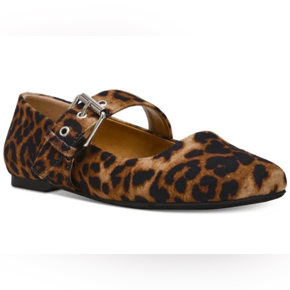 DV Dolce Vita Mellie Leopard Mary Jane Flats Square Toe Silver Buckle Sz 8 Fall